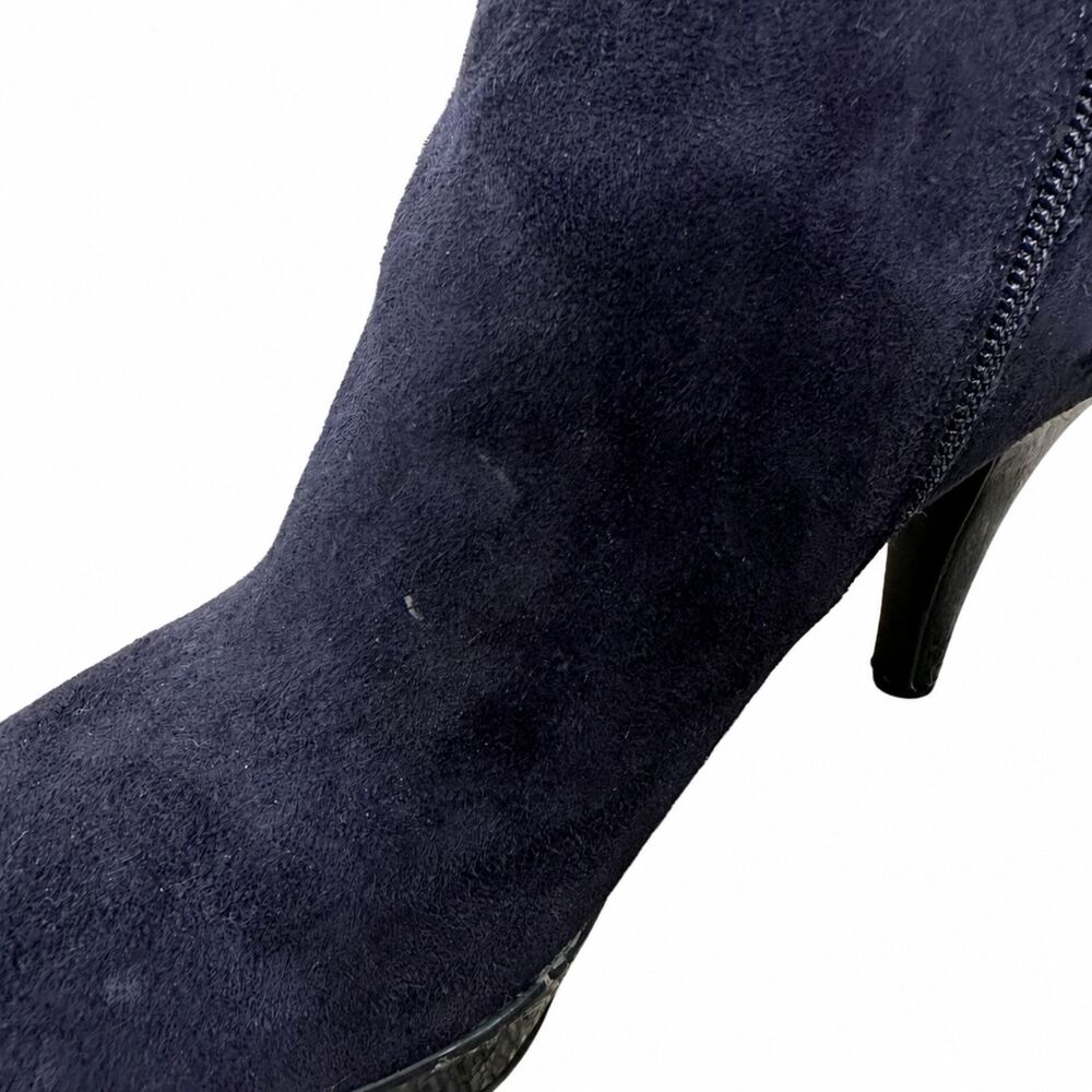 Bandolino Christiana Navy Blue Suede Ankle Boots Womens Size 7M Heeled Booties - Picture 13 of 15